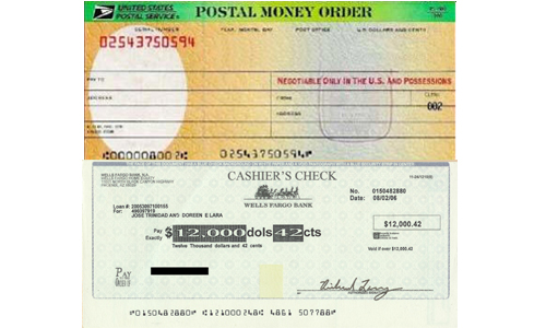 Cashier’s Check and Money Order