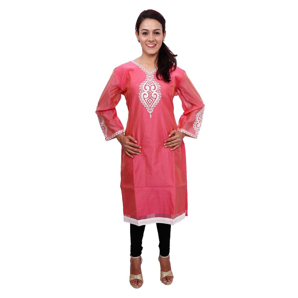Indian Beautiful Heavy Cotton Embroidery Work Women Kurti, Pant With D